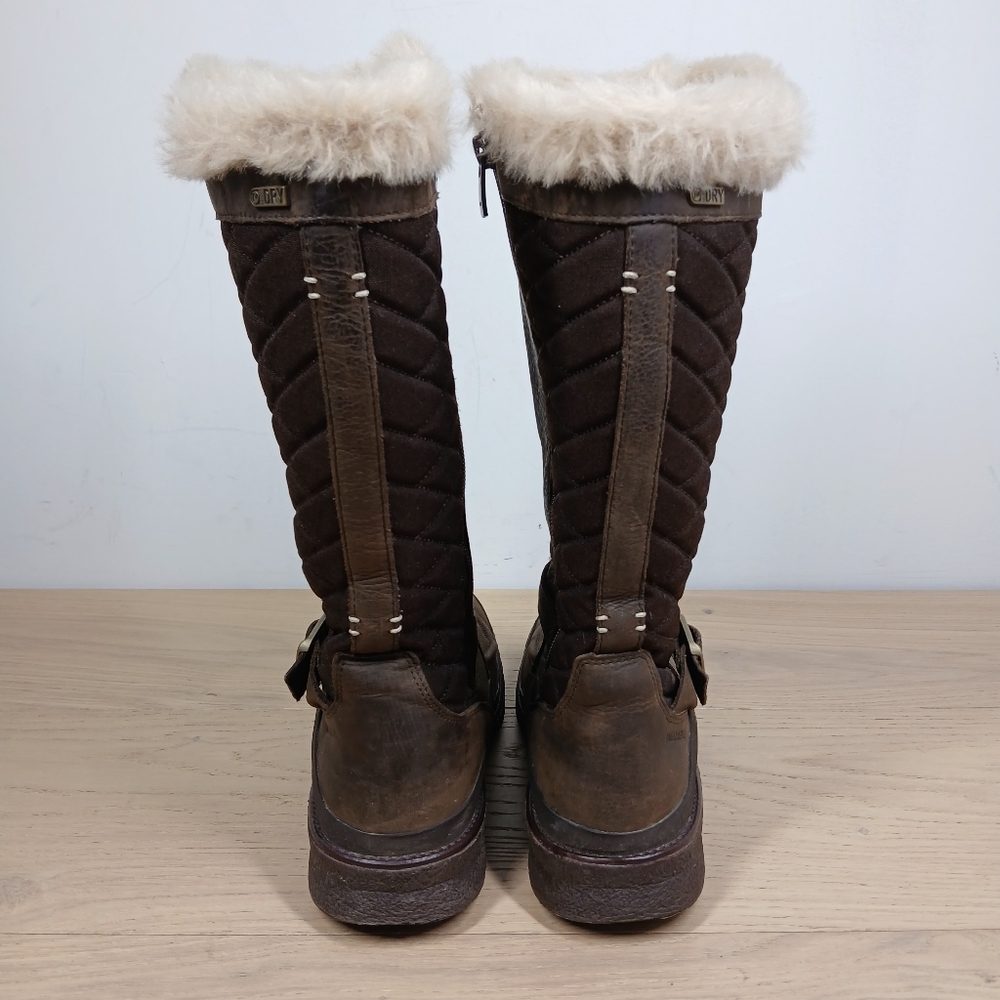 Merrell Boots Women 7.5 Brown Leather Tall Faux Fur Warm Winter Insulated 1293 - Picture 8 of 14